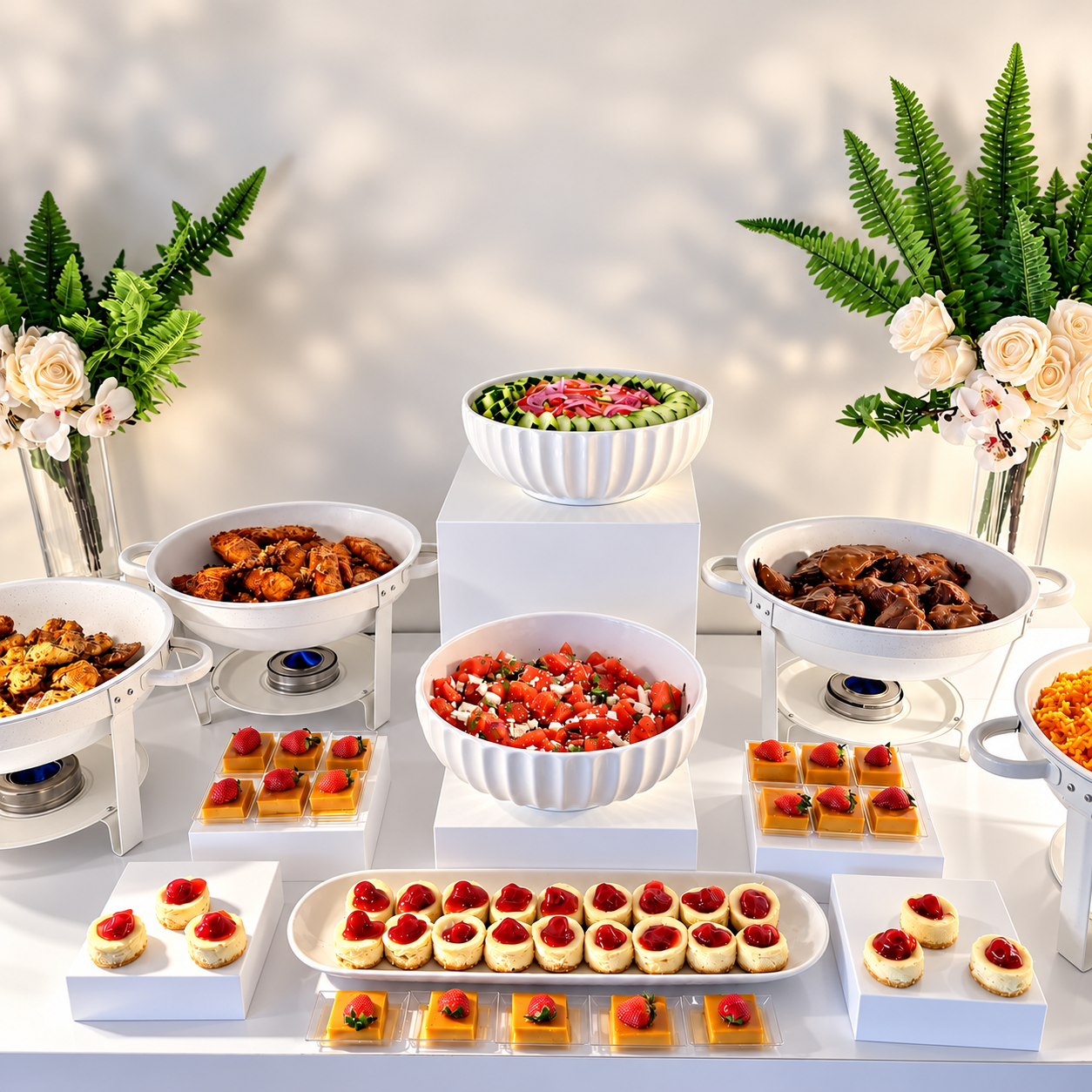 Elegant buffet presentation by Endeavor Catering Aruba